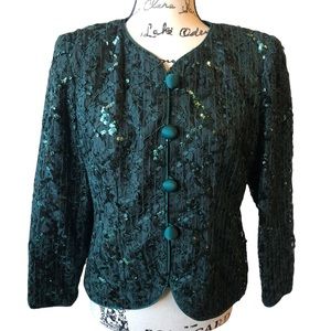 JS Collections Green Sequin Jacket